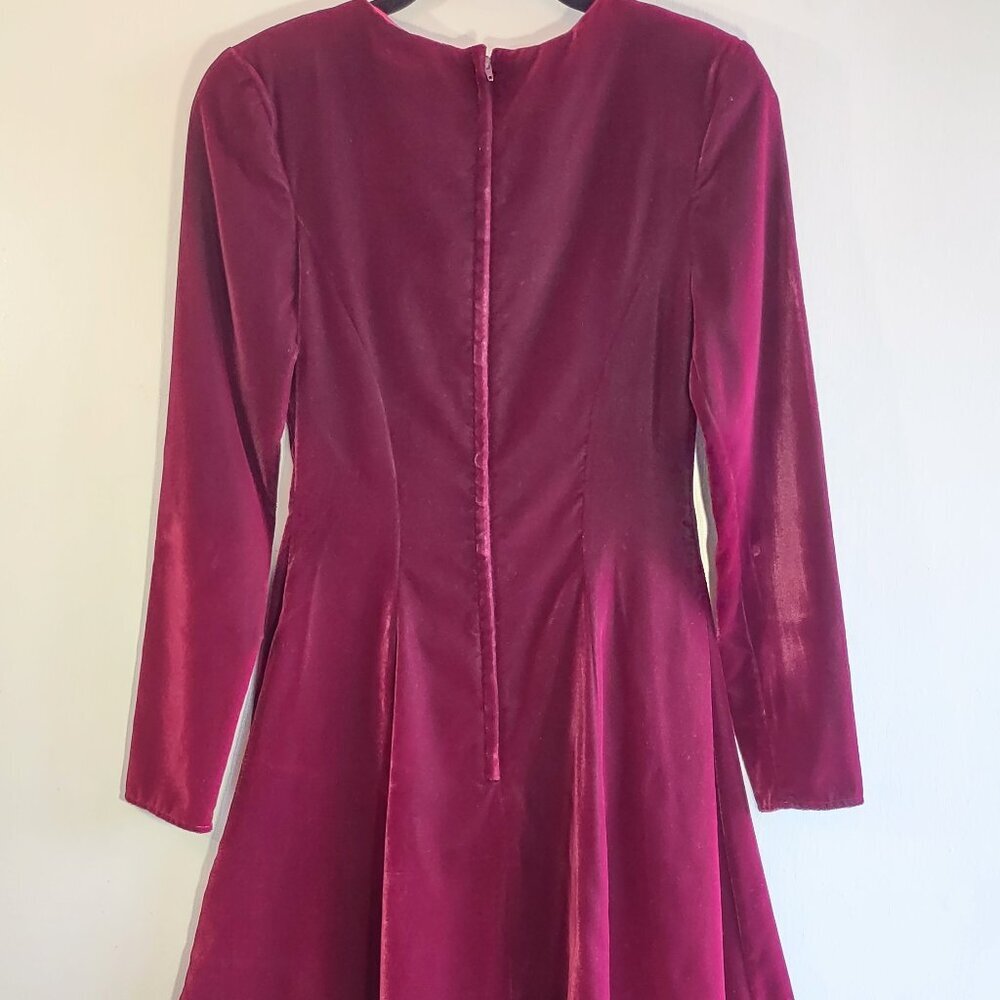 Vintage Gunne Sax Jessica McClintock Cranberry Red Velvet Dress USA Women Sz 5/6 - Picture 4 of 11